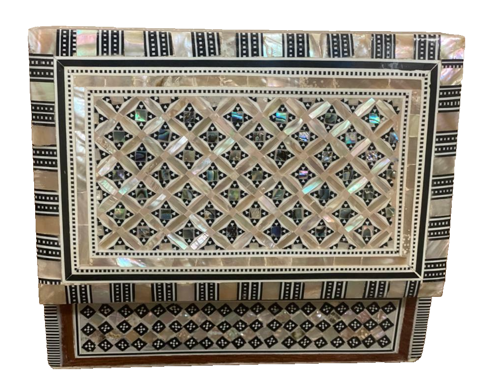 Handmade Wooden Jewelry Box Wood Trinket Storage Wood Box Mother of Pearl Inlay