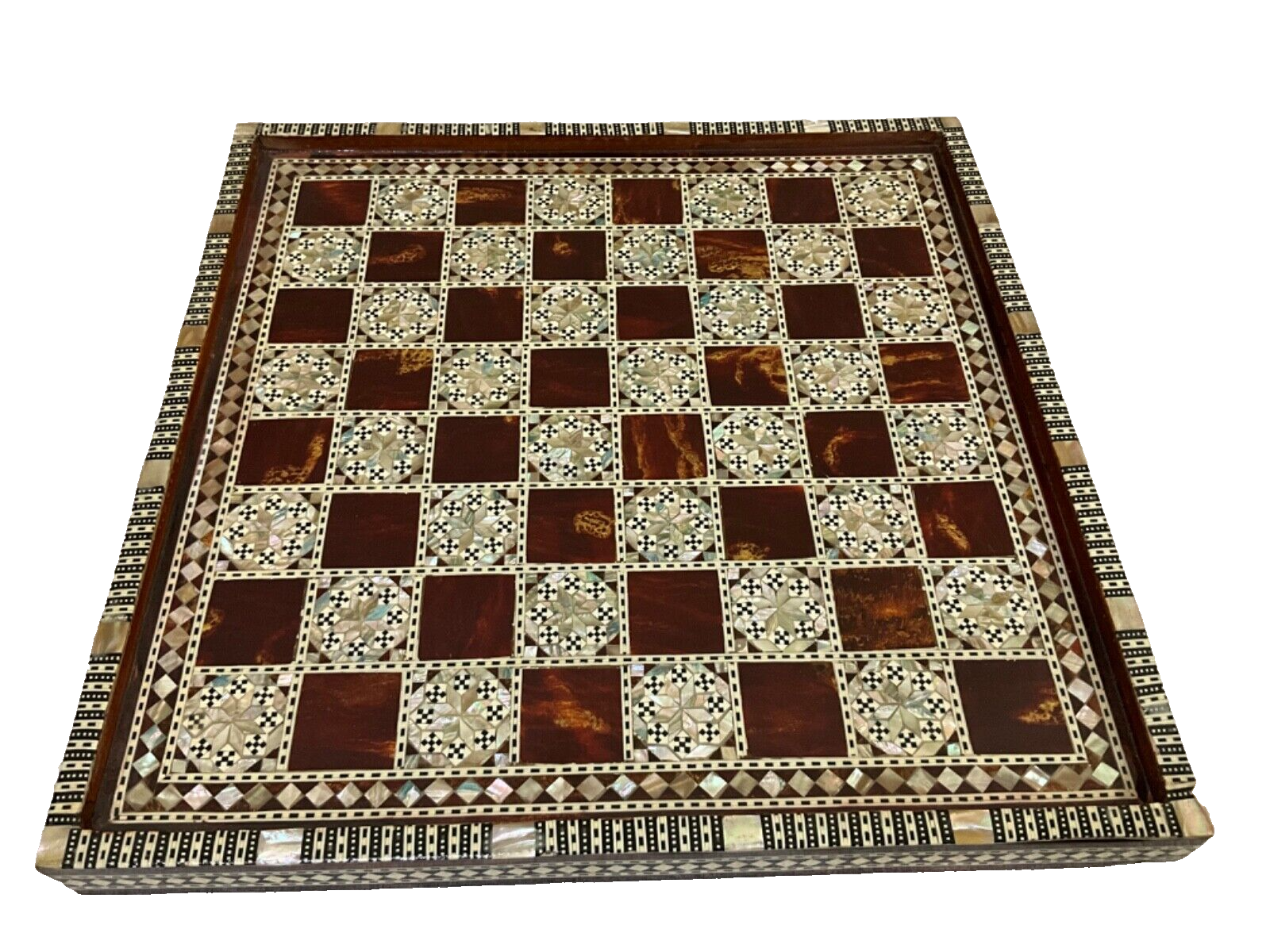 Handmade Wooden Chess Board, Wood Chess Board, Game Board, Mother of Pearl Inlay
