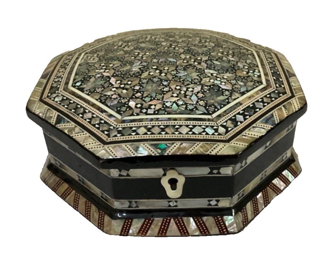 Handmade Wooden Jewelry Box Wood Trinket Storage Wood Box Mother of Pearl Inlay