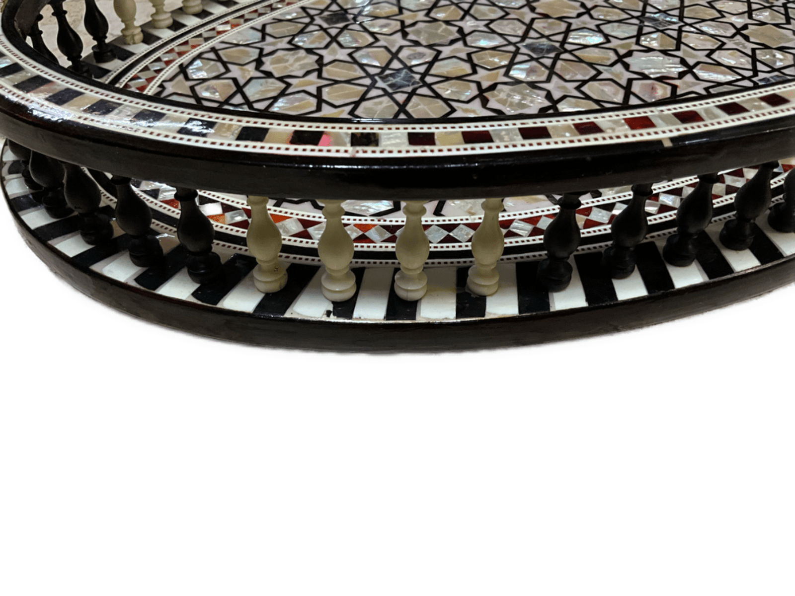 Antique Handmade Serving Tray Wood inlaid Mother of Pearl (16"x11.2") - Laila Hand Made Gifts