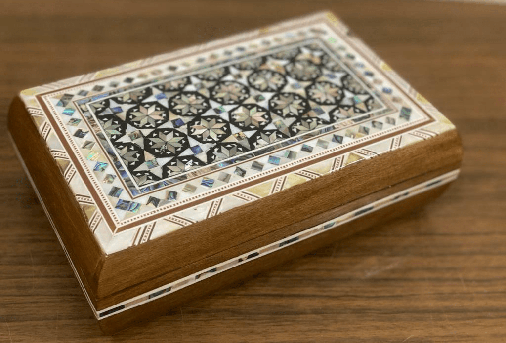 Handmade Wooden Jewelry Box Wood Trinket Storage Wood Box Mother of Pearl Inlay - Laila Hand Made Gifts