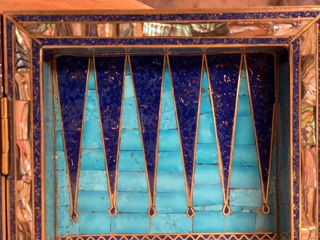 Handmade, Wooden Backgammon Board, Wood Chess Board, Mother of Pearl Inlay (12") - Laila Hand Made Gifts