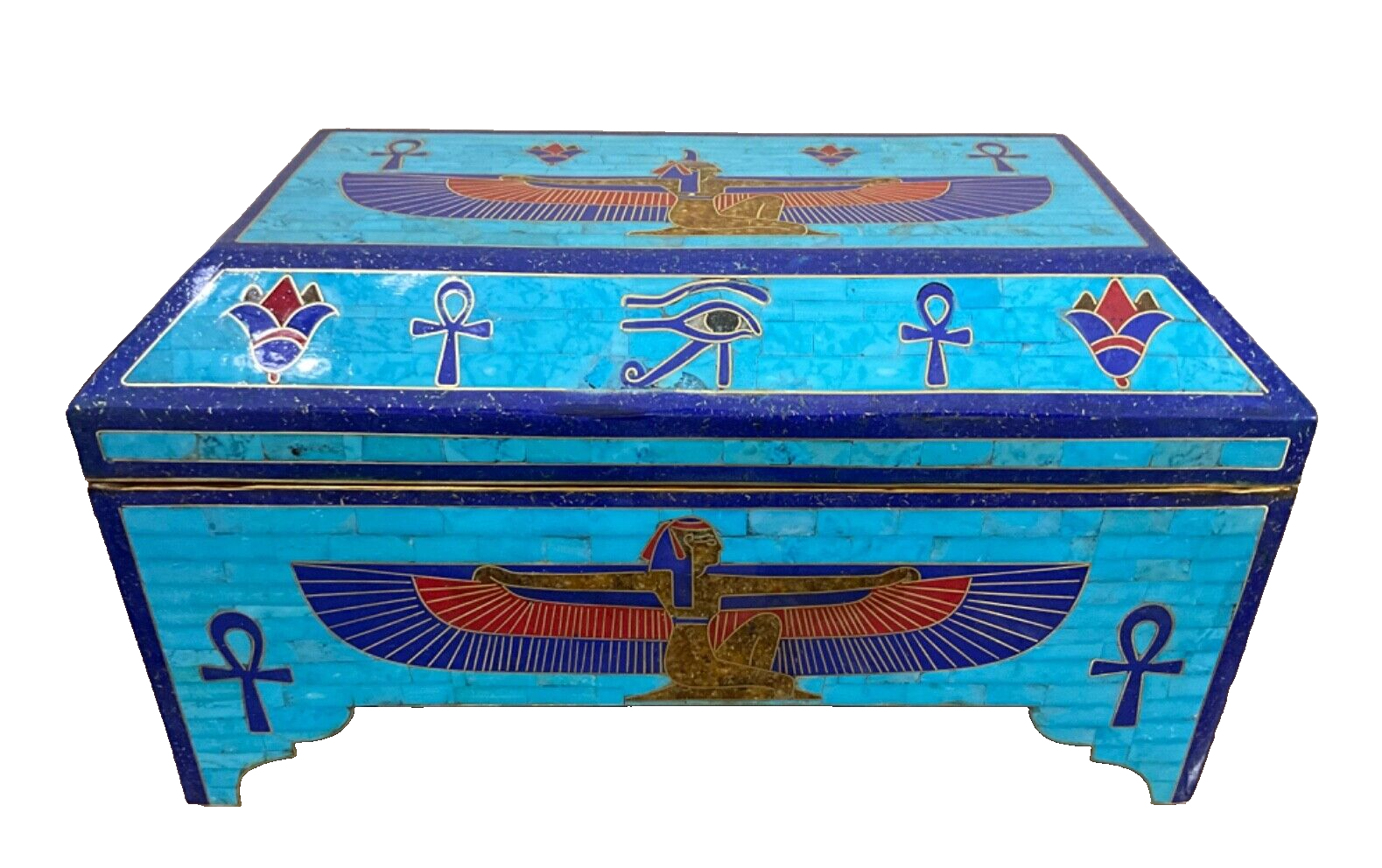 Handmade Antique, Wooden Jewelry Box, Gift Box, Wood Box, Lapis, Turquoise Inlay
