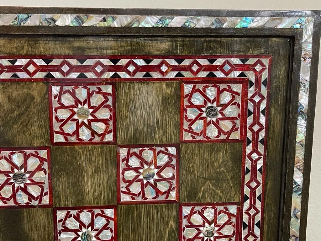 Handmade, Wooden Backgammon Board, Wood Chess Board, Mother of Pearl Inlay (21")