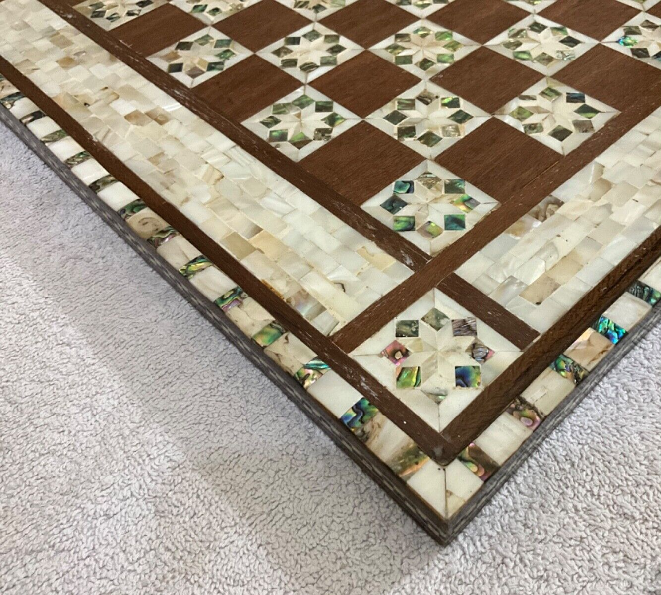Handmade Wooden Chess Board, Wood Chess Board, Game Board, Mother of Pearl Inlay