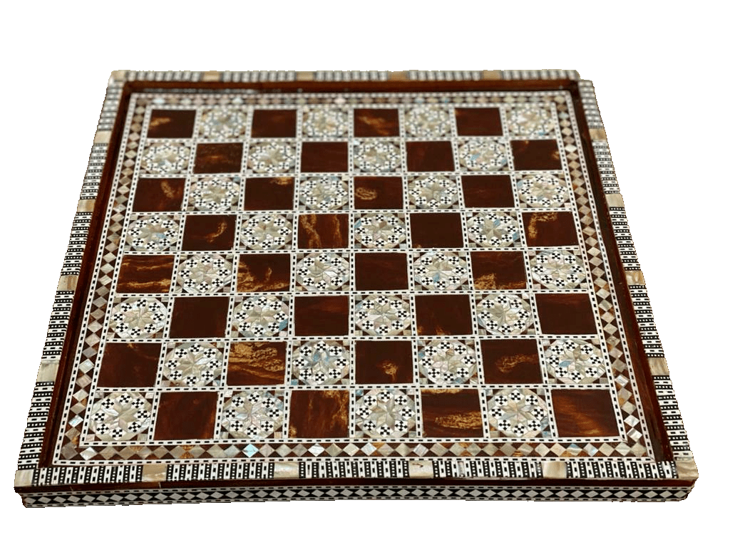 Handmade Wooden Chess Board, Wood Chess Board, Game Board, Mother of Pearl Inlay - Laila Hand Made Gifts