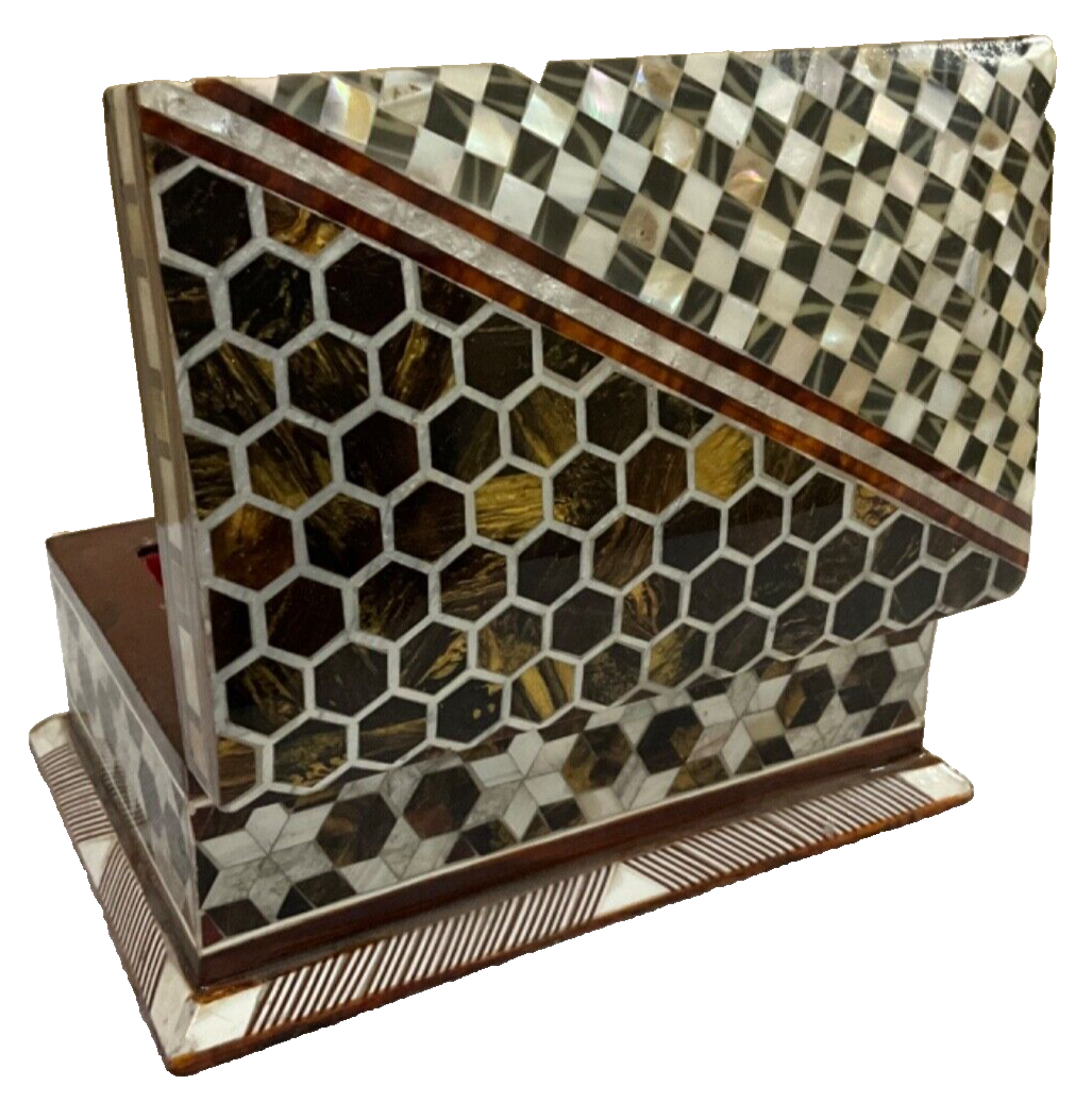 Handmade Wooden Jewelry Box Wood Trinket Storage Wood Box Mother of Pearl Inlay