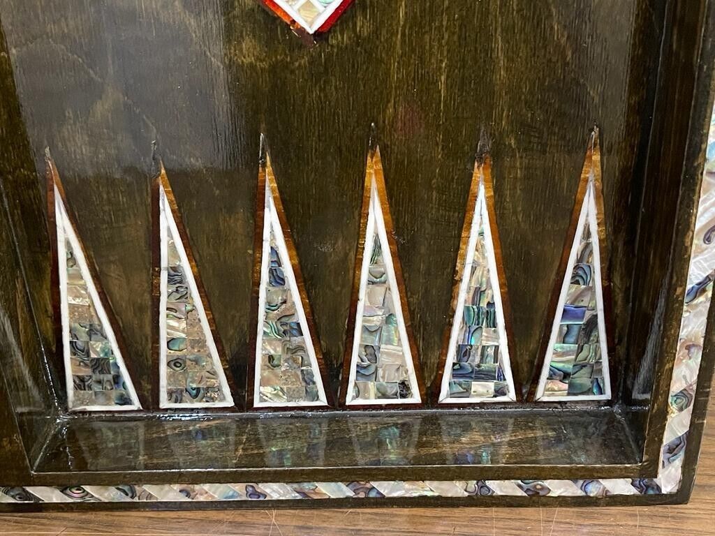 Handmade, Wooden Backgammon Board, Wood Chess Board, Mother of Pearl Inlay (21") - Laila Hand Made Gifts