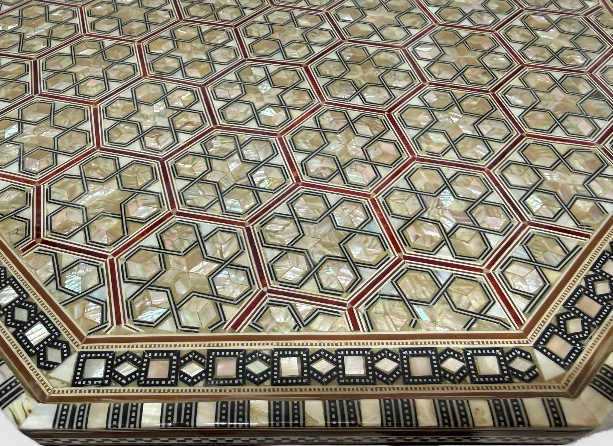 Handmade Mother of Pearl Inlay Round Side Table – 18” Wood Accent Table – Luxury Egyptian Artisan Furniture (Copy) - Laila Hand Made Gifts