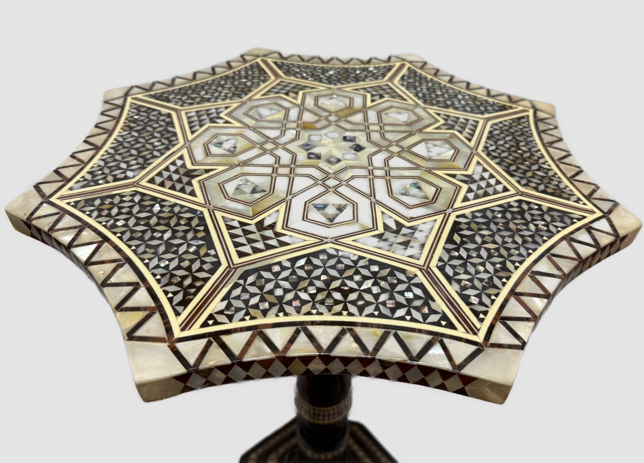 Handmade End Table Carving Wooden Table Home Decor Mother of Pearl Inlay - Laila Hand Made Gifts