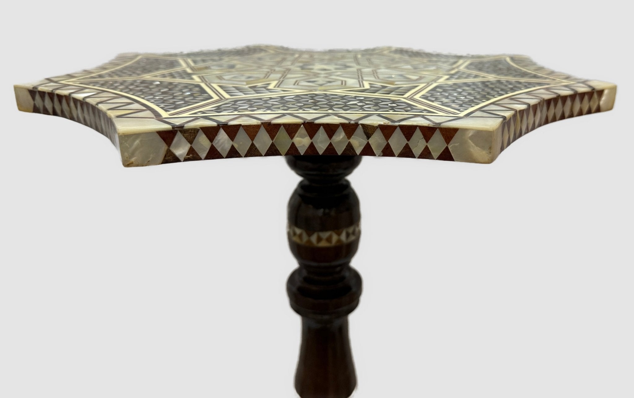 Handmade End Table Carving Wooden Table Home Decor Mother of Pearl Inlay - Laila Hand Made Gifts