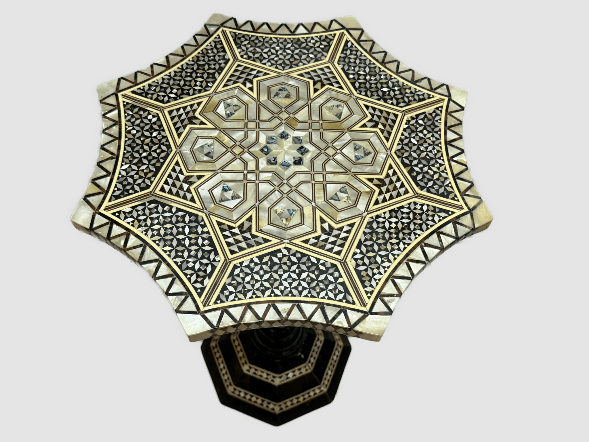 Handmade End Table Carving Wooden Table Home Decor Mother of Pearl Inlay - Laila Hand Made Gifts