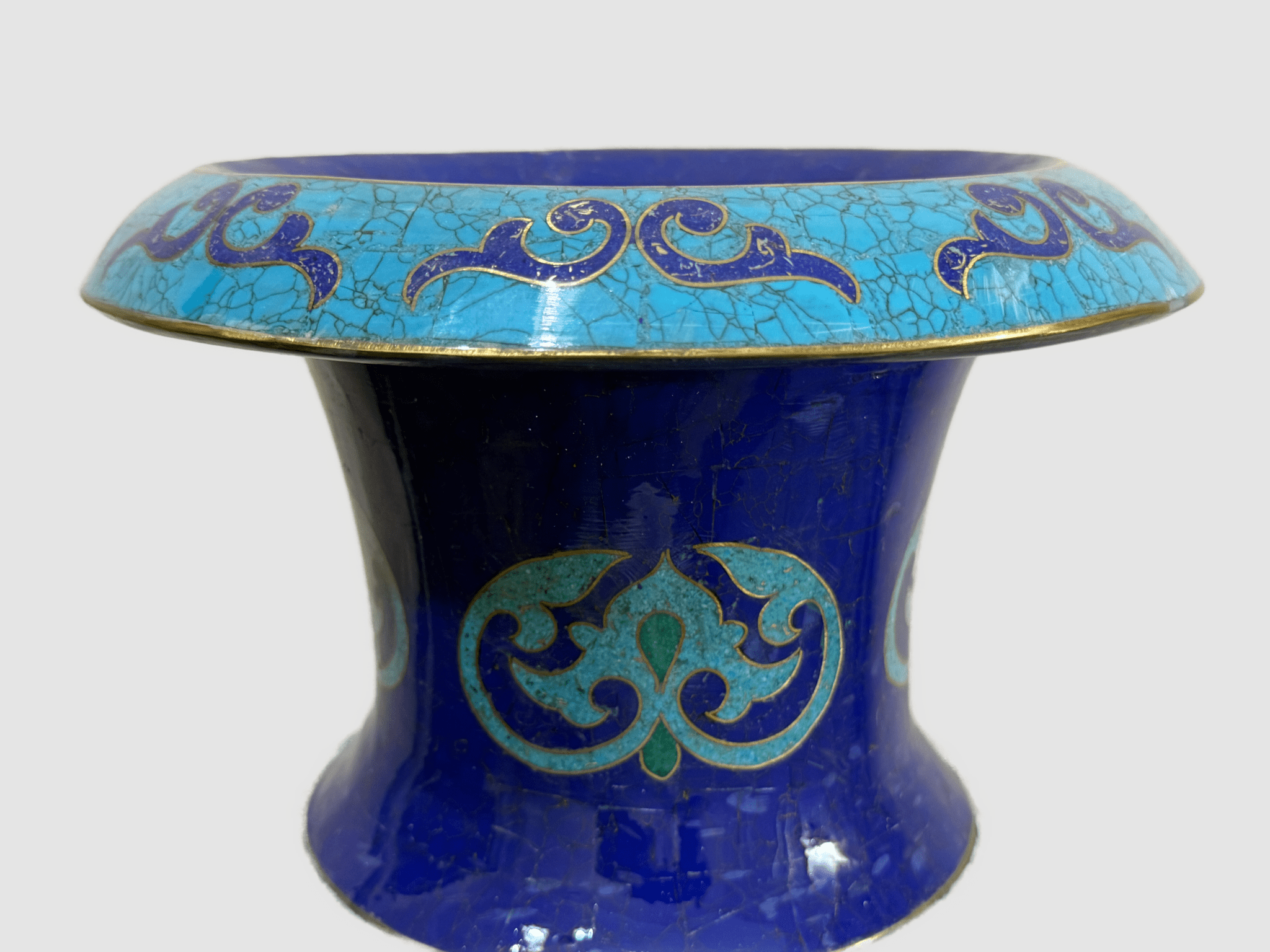 Handcrafted Lapis & Turquoise Vase with Arabic Calligraphy - Laila Hand Made Gifts