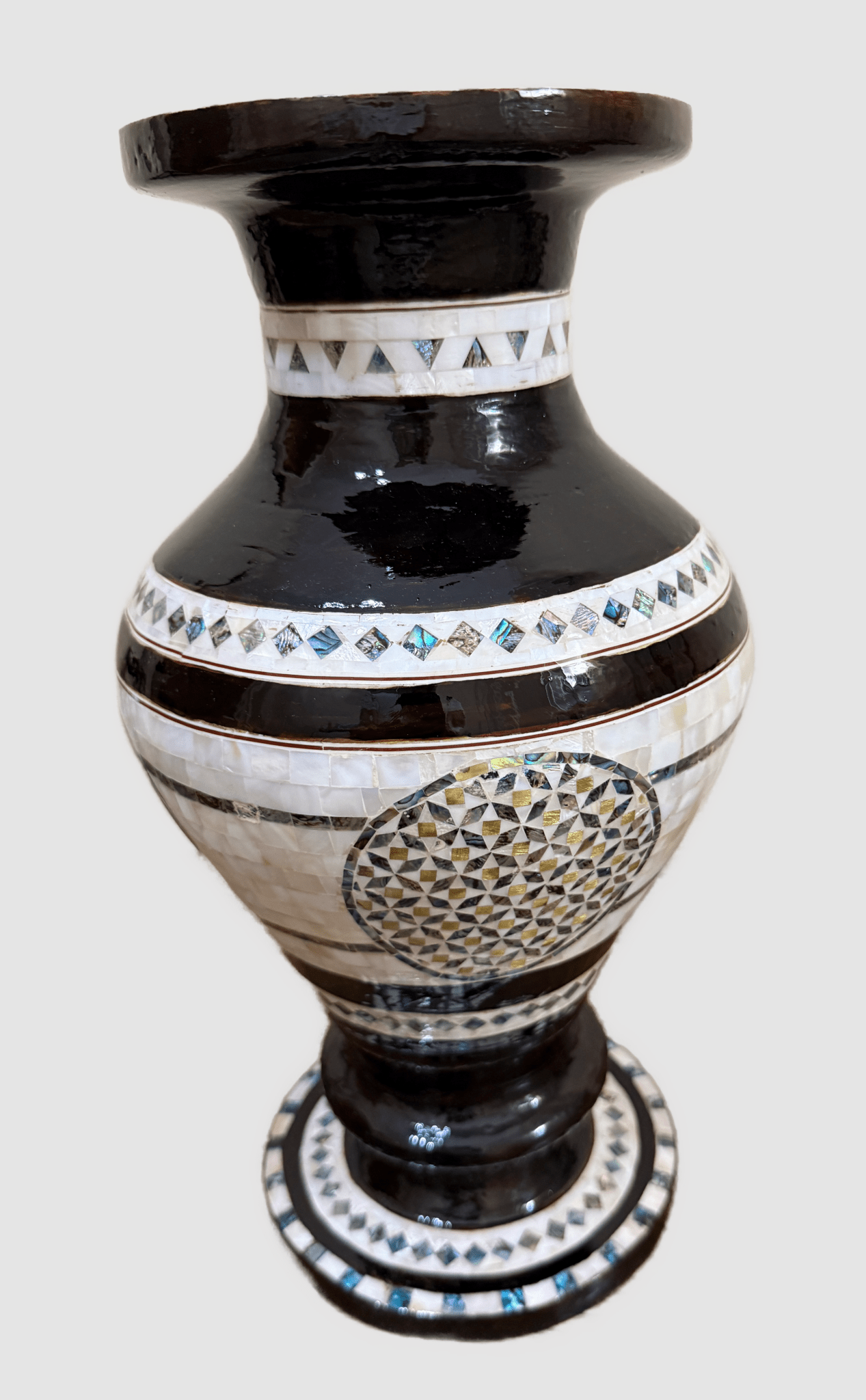 Handmade Mother of Pearl Inlay Vase Egyptian Mosaic Art Decor - Laila Hand Made Gifts