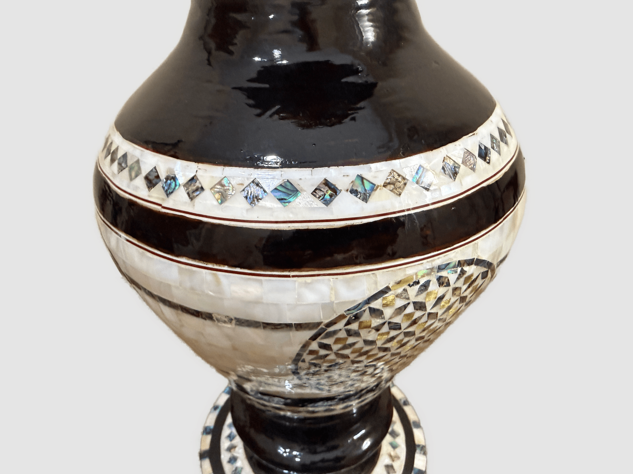 Handmade Mother of Pearl Inlay Vase Egyptian Mosaic Art Decor - Laila Hand Made Gifts