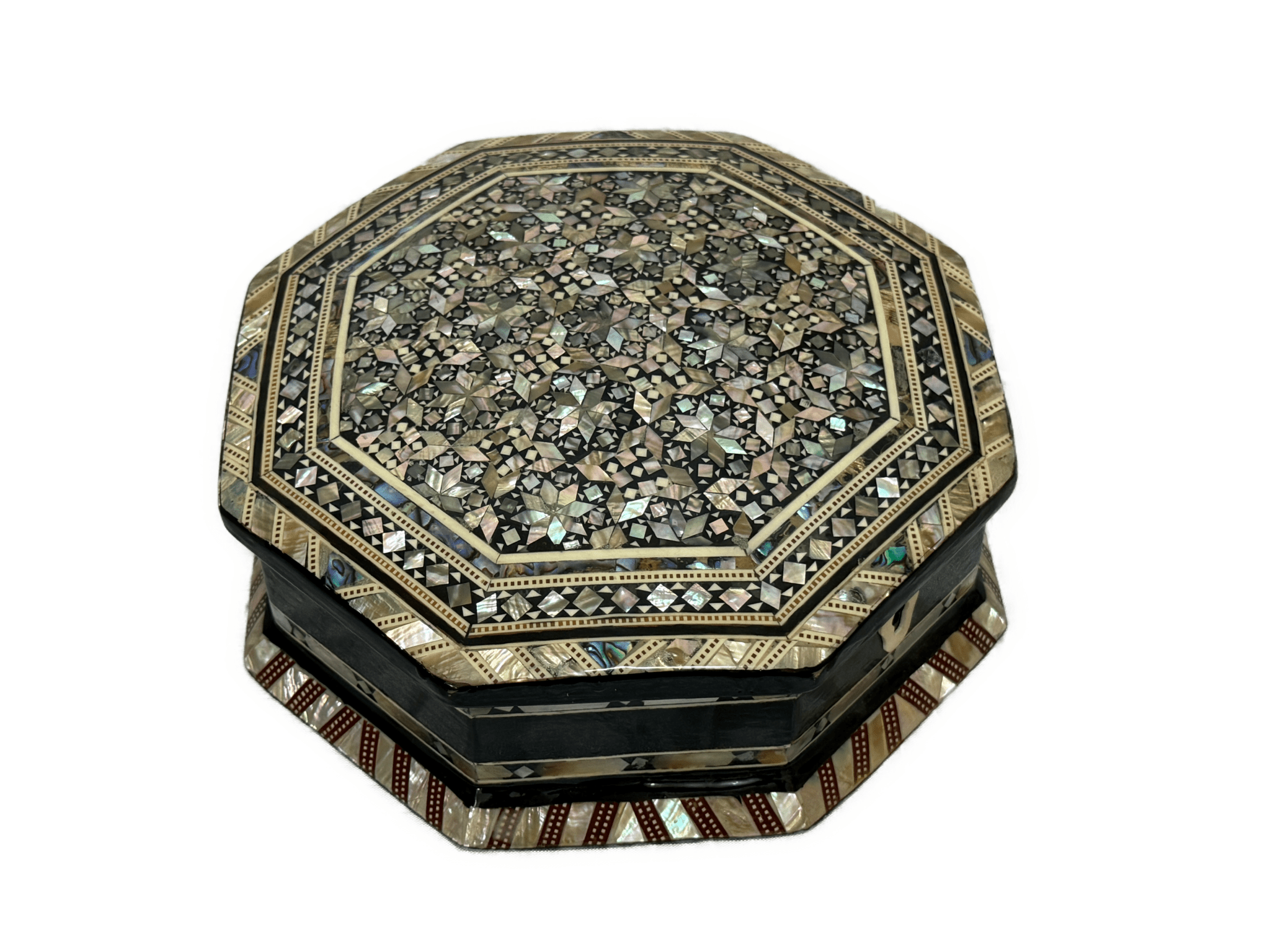 Handmade Octagonal Mother of Pearl Wooden Jewelry Box 8 Inch - Laila Hand Made Gifts