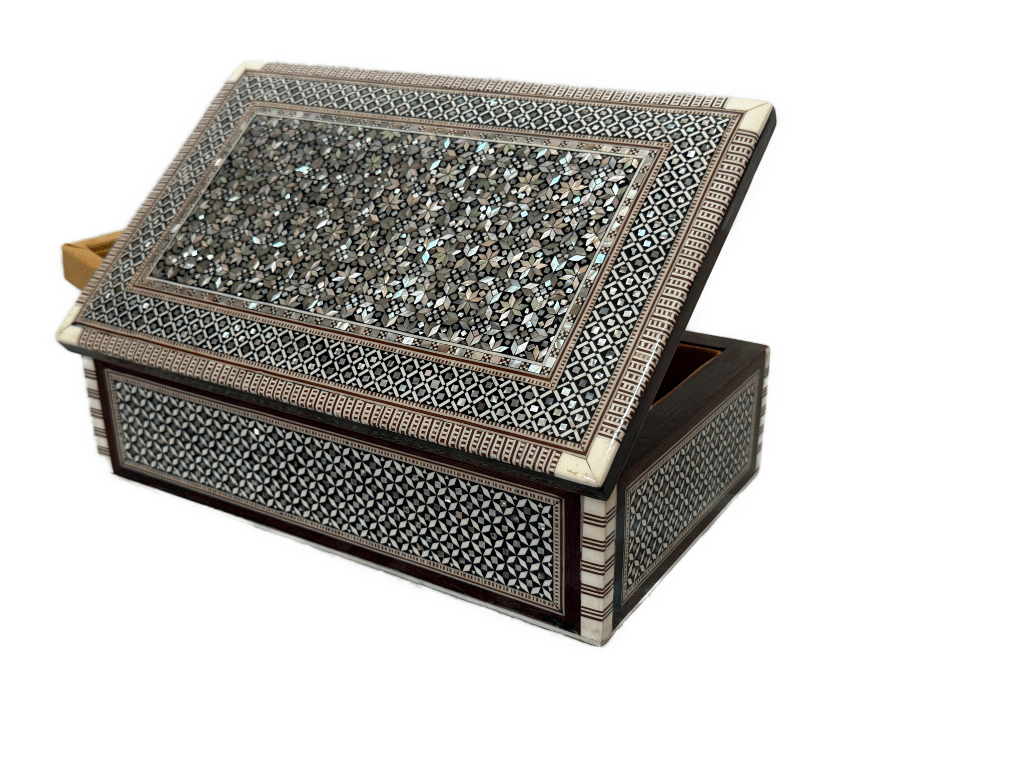 Handmade Wooden Jewelry Box with Mother of Pearl Inlay – Egyptian Craft Storage Box - Laila Hand Made Gifts