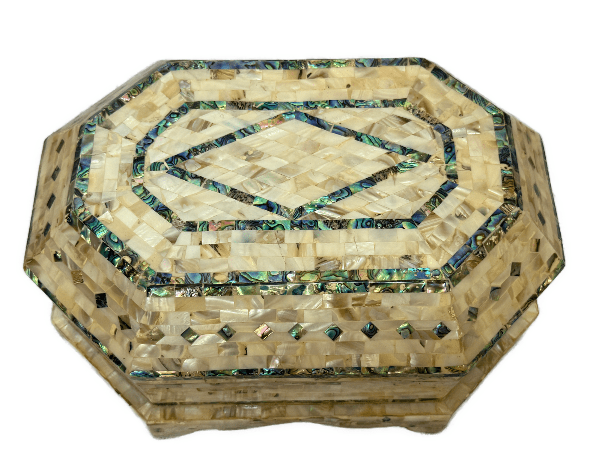 Handmade Mother of Pearl Inlay Jewelry Box | Wooden Octagon Trinket Storage - Laila Hand Made Gifts