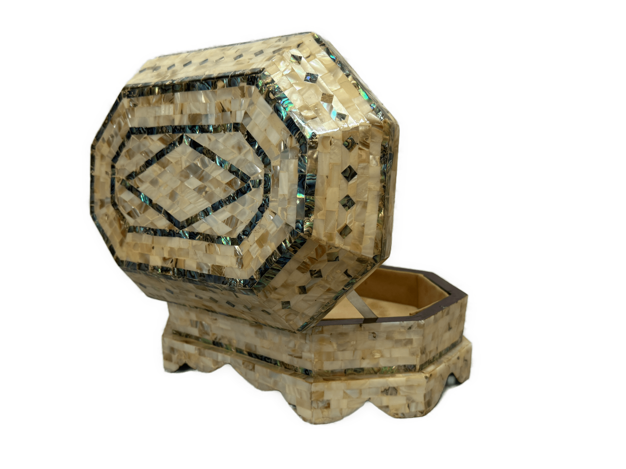 Handmade Mother of Pearl Inlay Jewelry Box | Wooden Octagon Trinket Storage - Laila Hand Made Gifts
