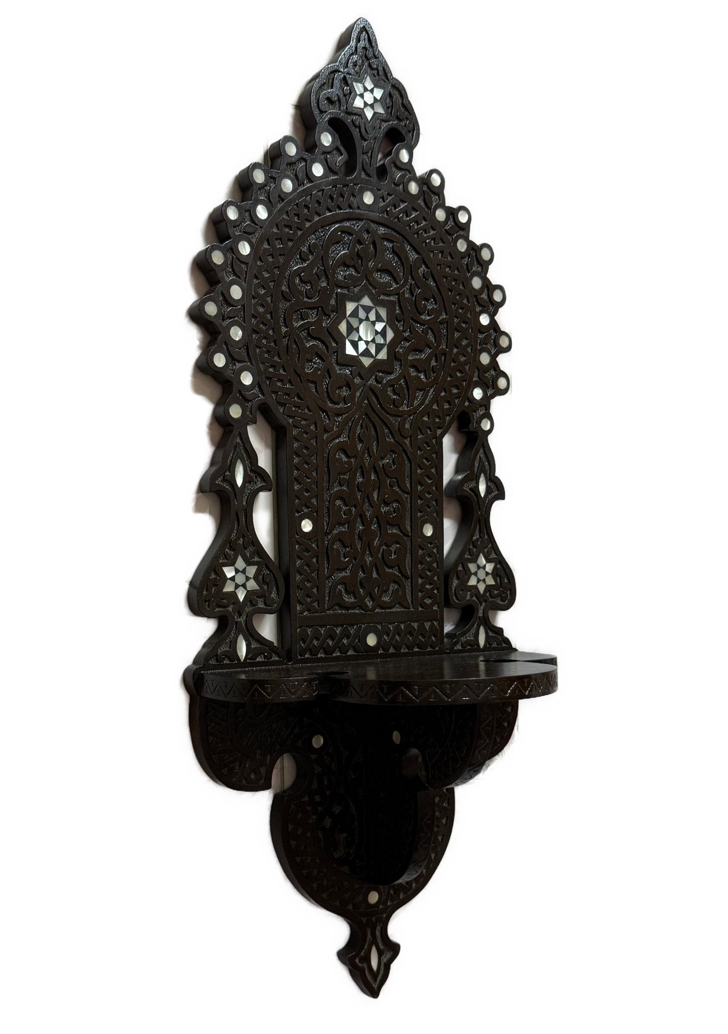 Handmade Wooden Wall Shelf with Mother of Pearl Inlay - Laila Hand Made Gifts
