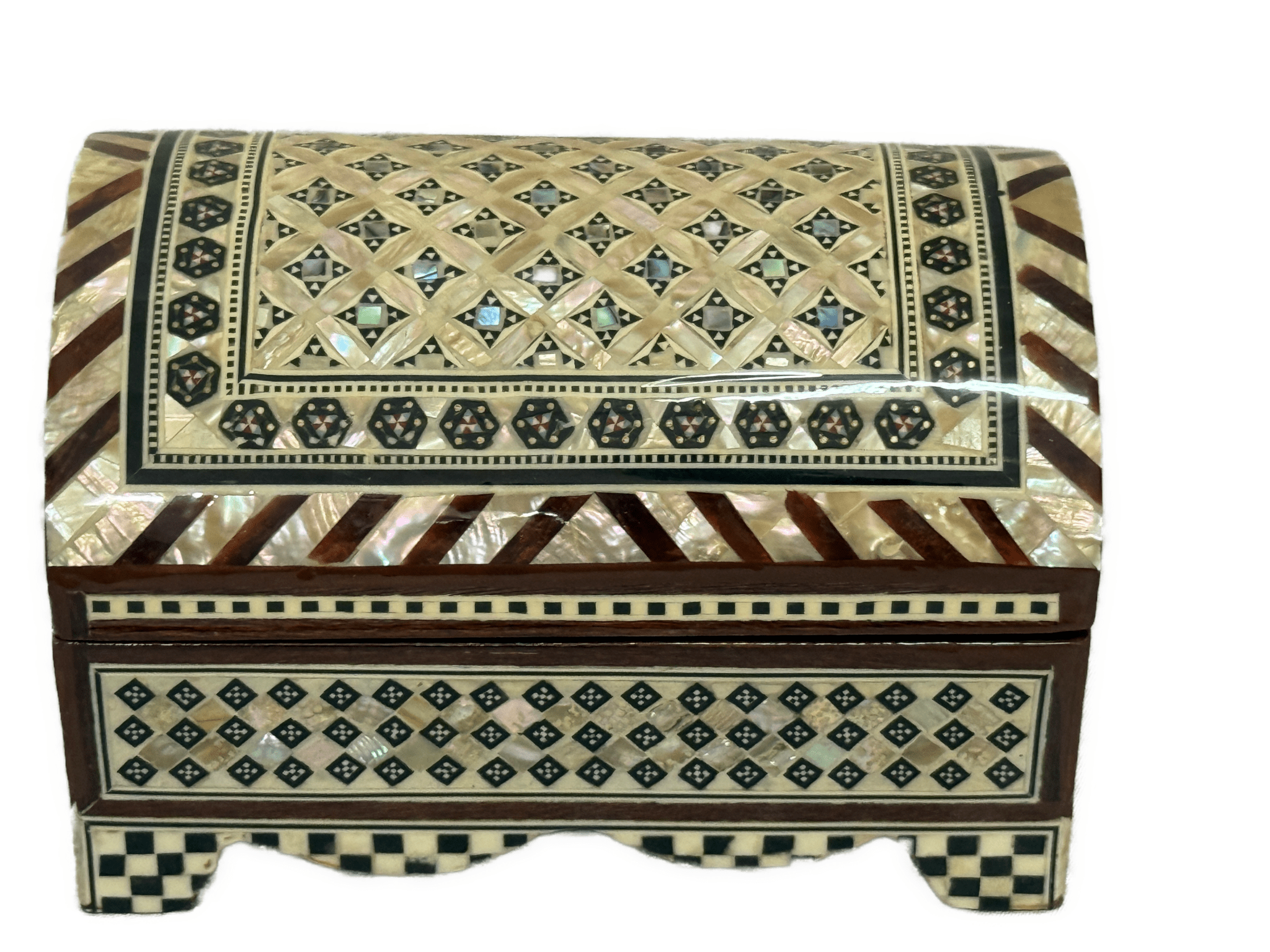 Handmade Mother of Pearl Wooden Jewelry Chest with Velvet Lining - Laila Hand Made Gifts