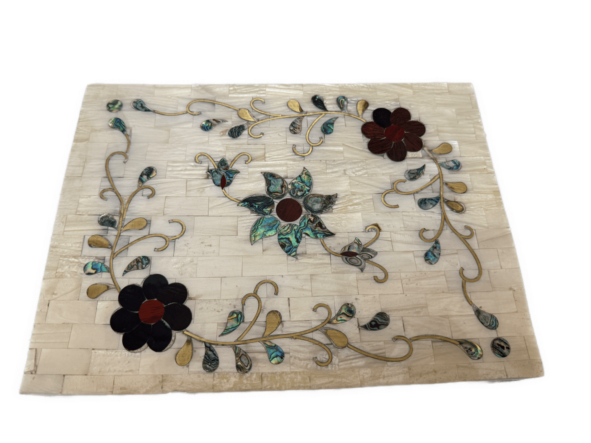 Handmade Mother of Pearl Jewelry Box Floral Inlay Wood Case - Laila Hand Made Gifts
