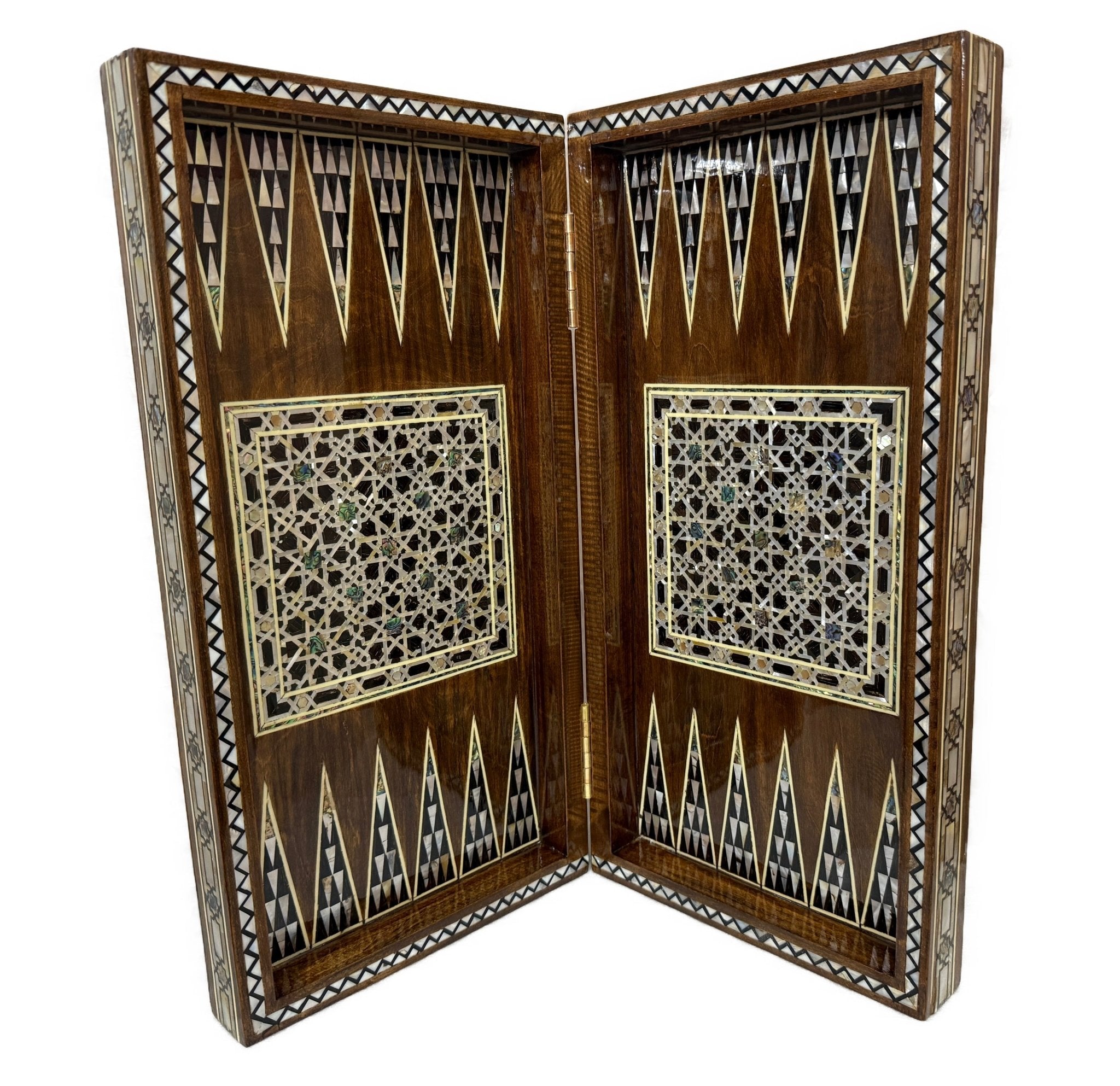 Handmade Mother of Pearl Backgammon & Chess Board 21” Wooden Game Set - Laila Hand Made Gifts