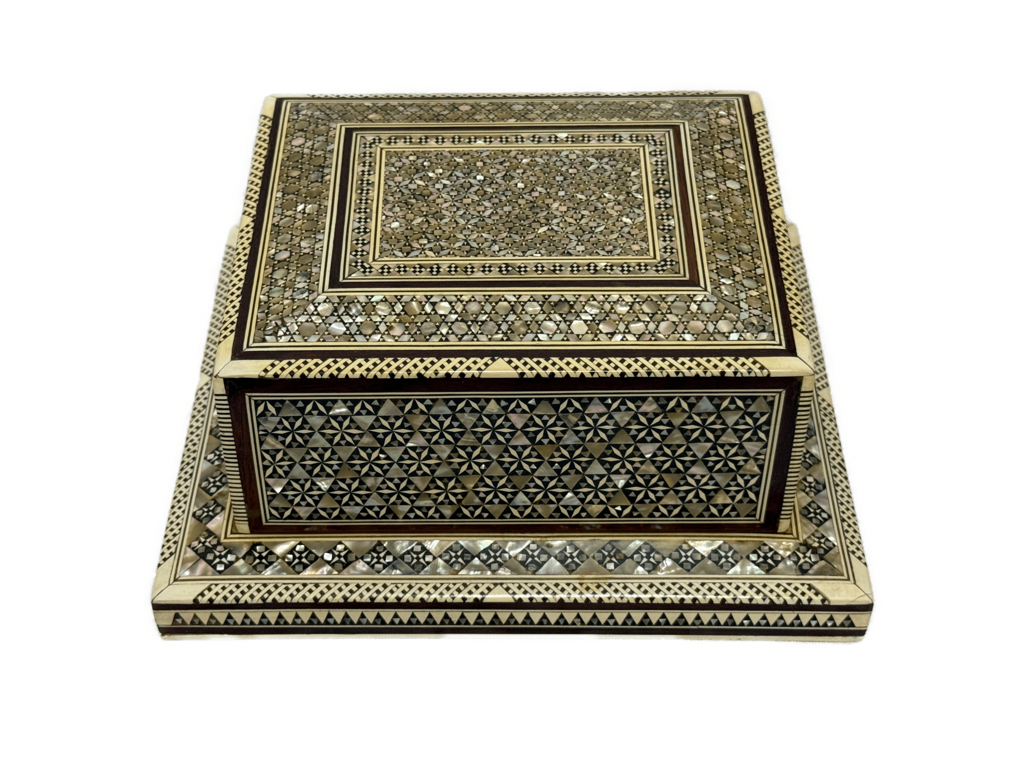 Luxury Mother of Pearl Inlaid Wooden Cigarette Box for 40 Cigars - Laila Hand Made Gifts