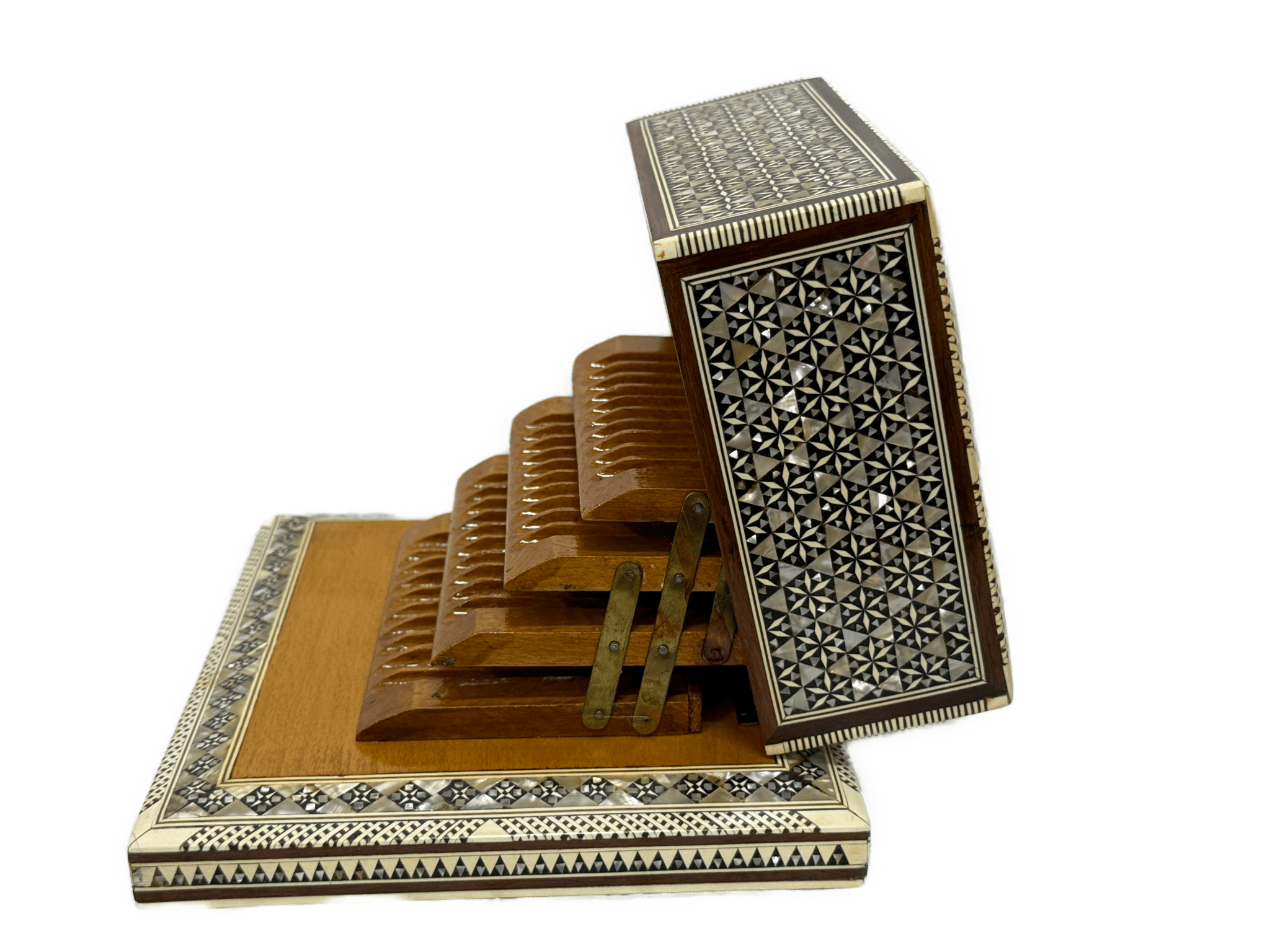 Luxury Mother of Pearl Inlaid Wooden Cigarette Box for 40 Cigars - Laila Hand Made Gifts