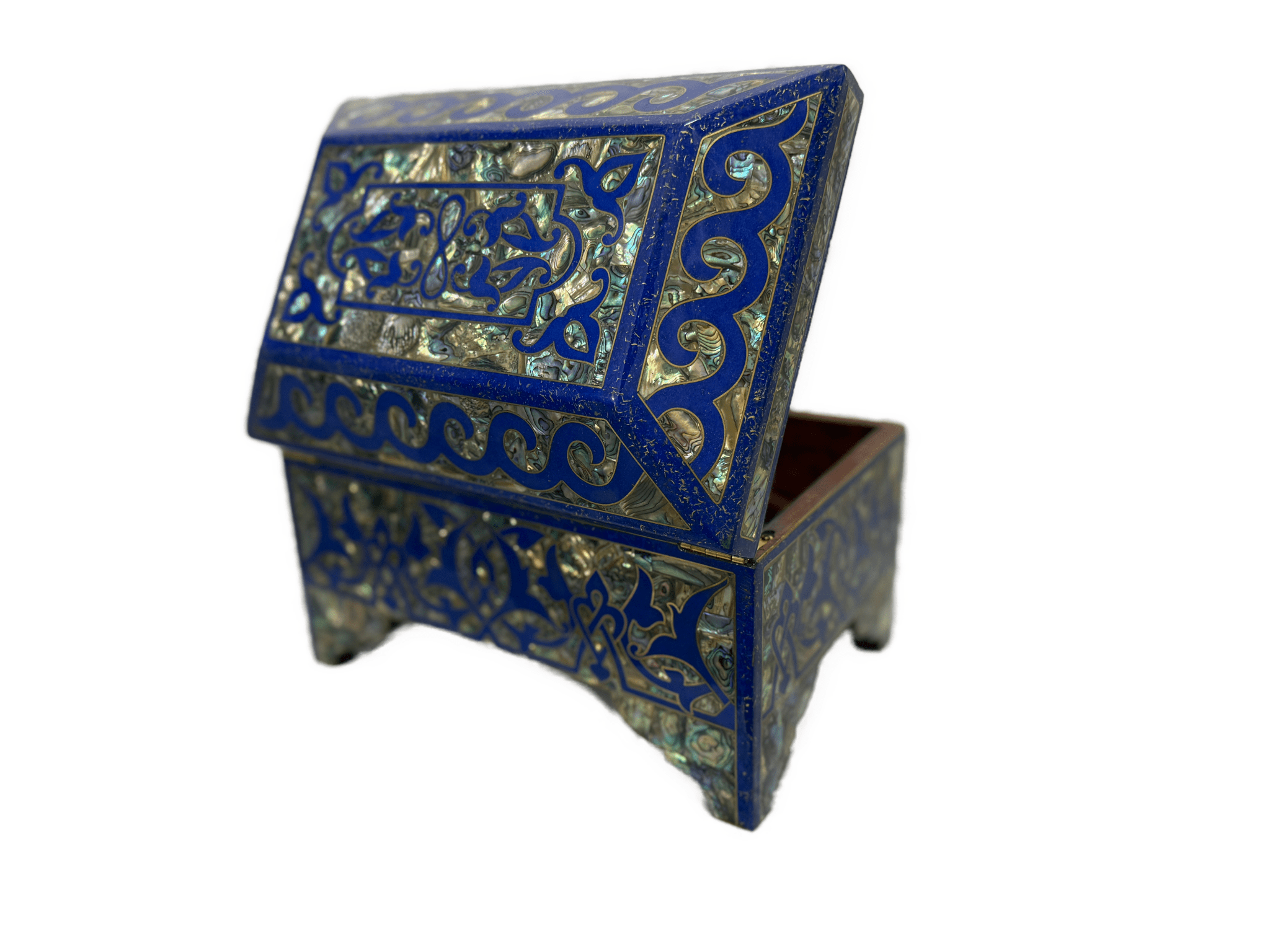 Handmade Lapis & Mother of Pearl Jewelry Box - Trinket Box from Egypt - Laila Hand Made Gifts