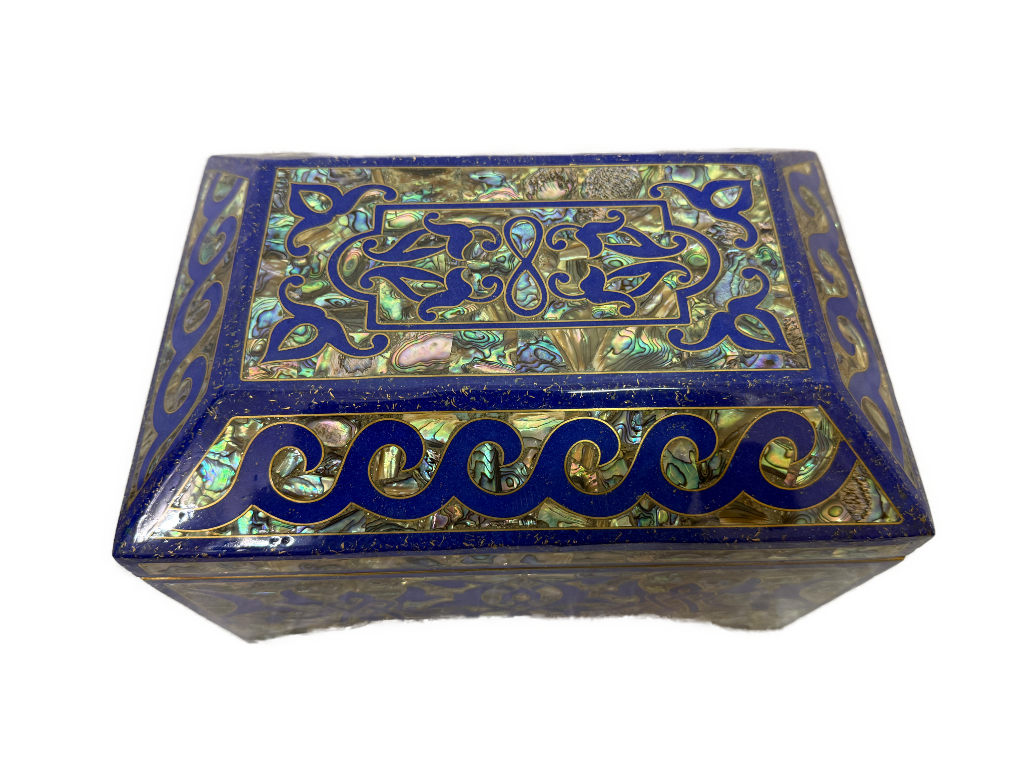 Handmade Lapis & Mother of Pearl Jewelry Box - Trinket Box from Egypt - Laila Hand Made Gifts
