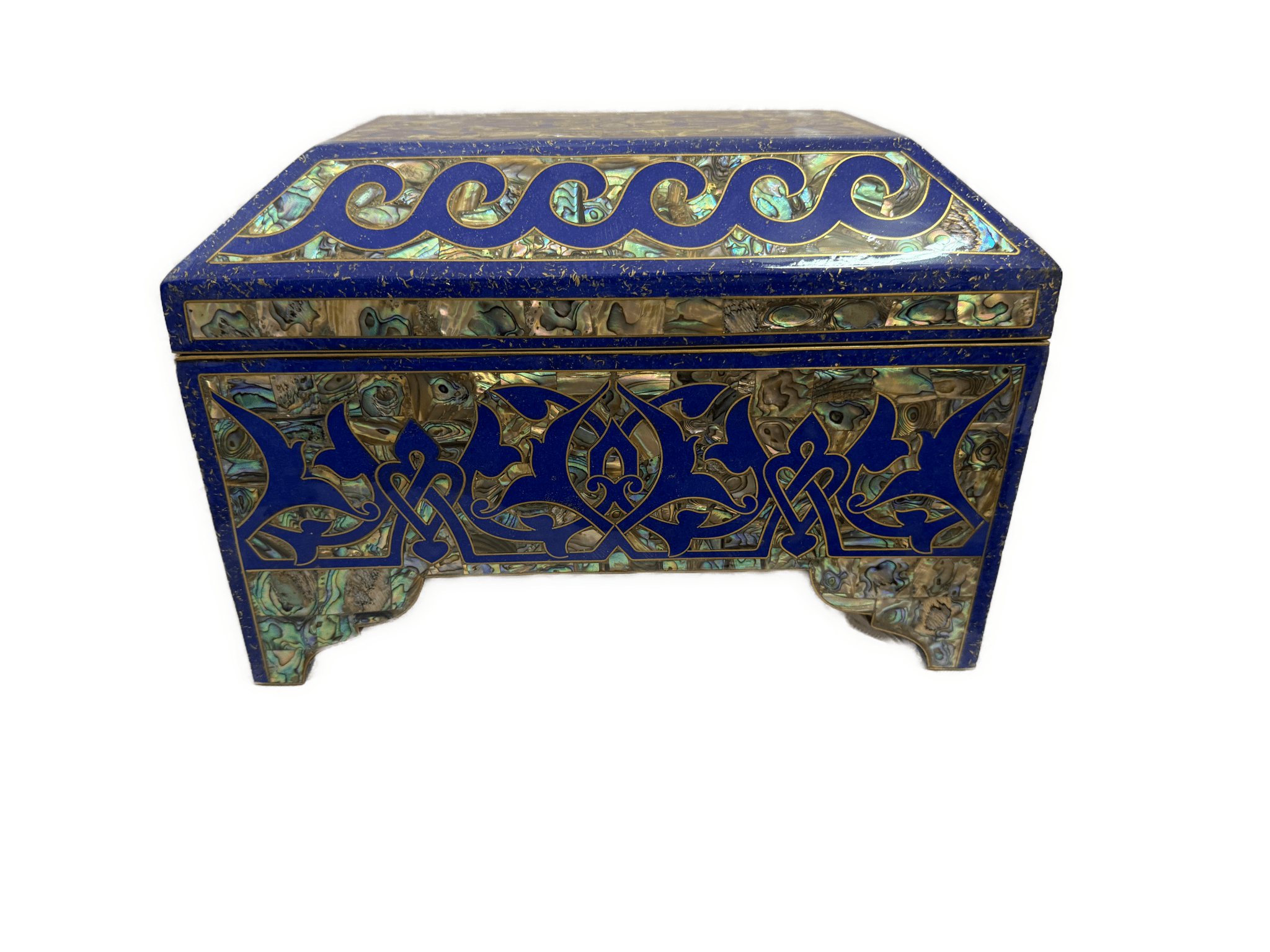Handmade Lapis & Mother of Pearl Jewelry Box - Trinket Box from Egypt - Laila Hand Made Gifts