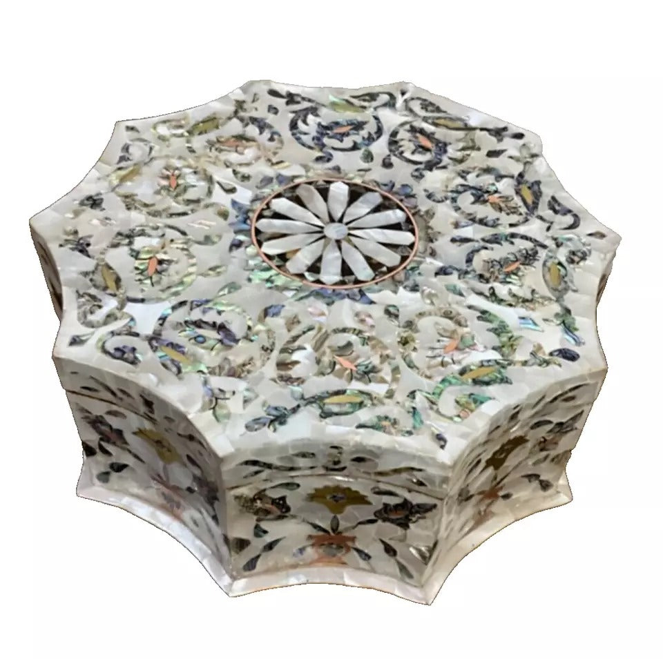 Handmade Wooden Jewelry Box Wood Trinket Storage Wood Box Mother of Pearl Inlay - Laila Hand Made Gifts