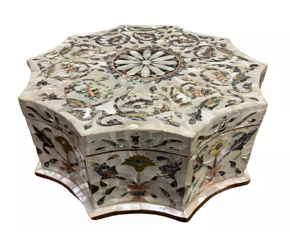 Handmade Wooden Jewelry Box Wood Trinket Storage Wood Box Mother of Pearl Inlay - Laila Hand Made Gifts