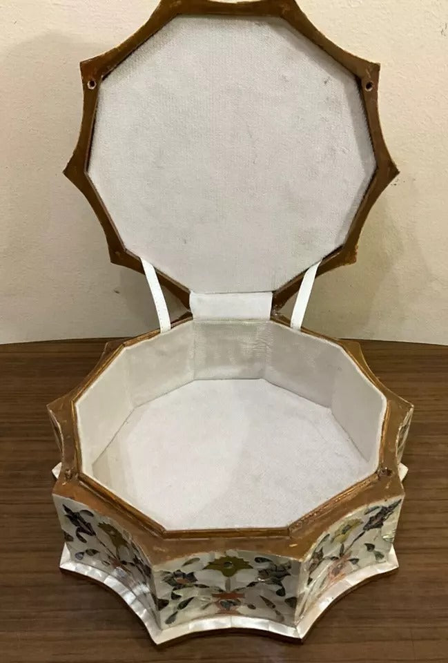 Handmade Wooden Jewelry Box Wood Trinket Storage Wood Box Mother of Pearl Inlay - Laila Hand Made Gifts