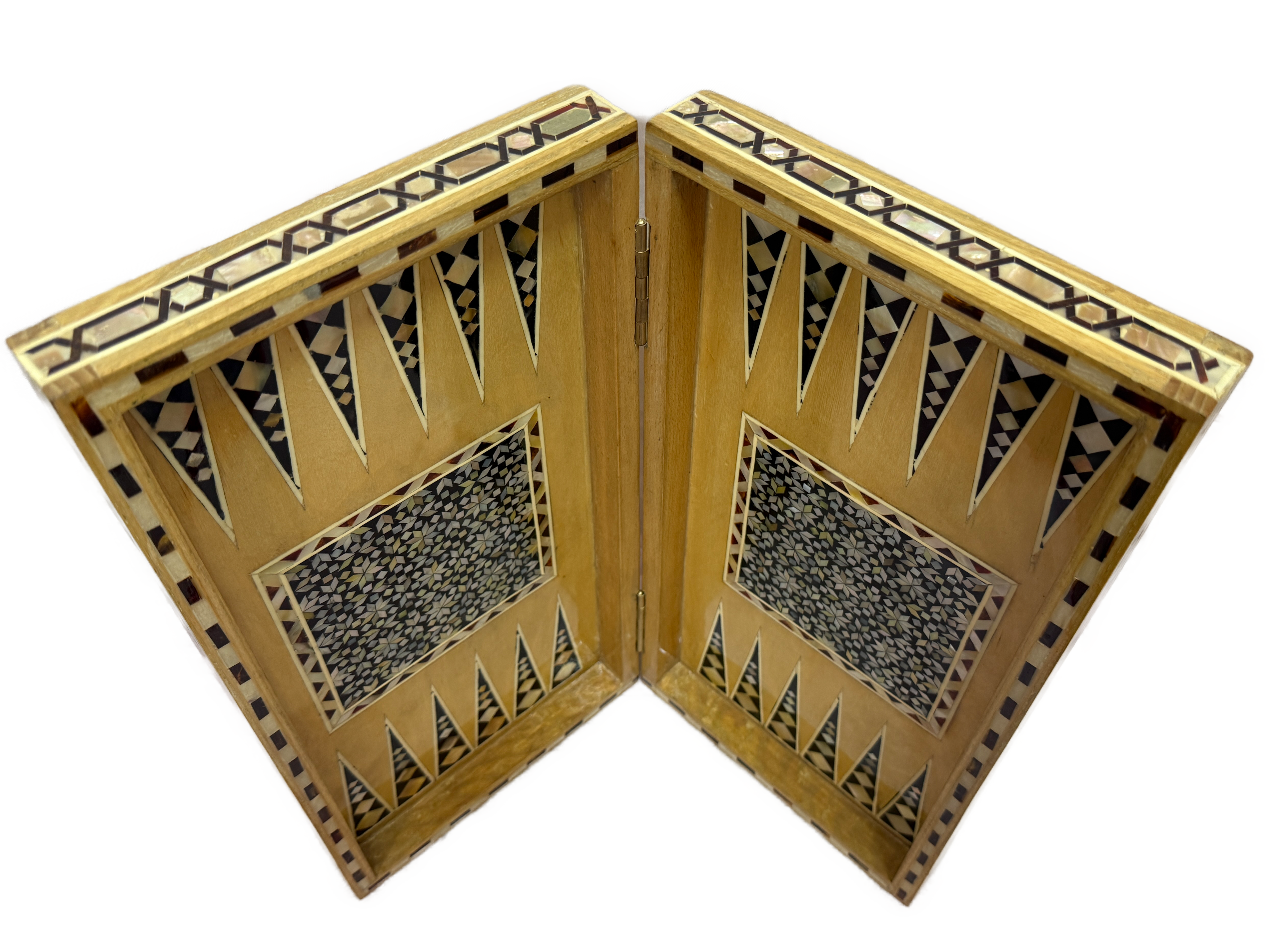 Luxury Handmade Mother of Pearl Backgammon & Chess Board | Egyptian Wooden Game Set