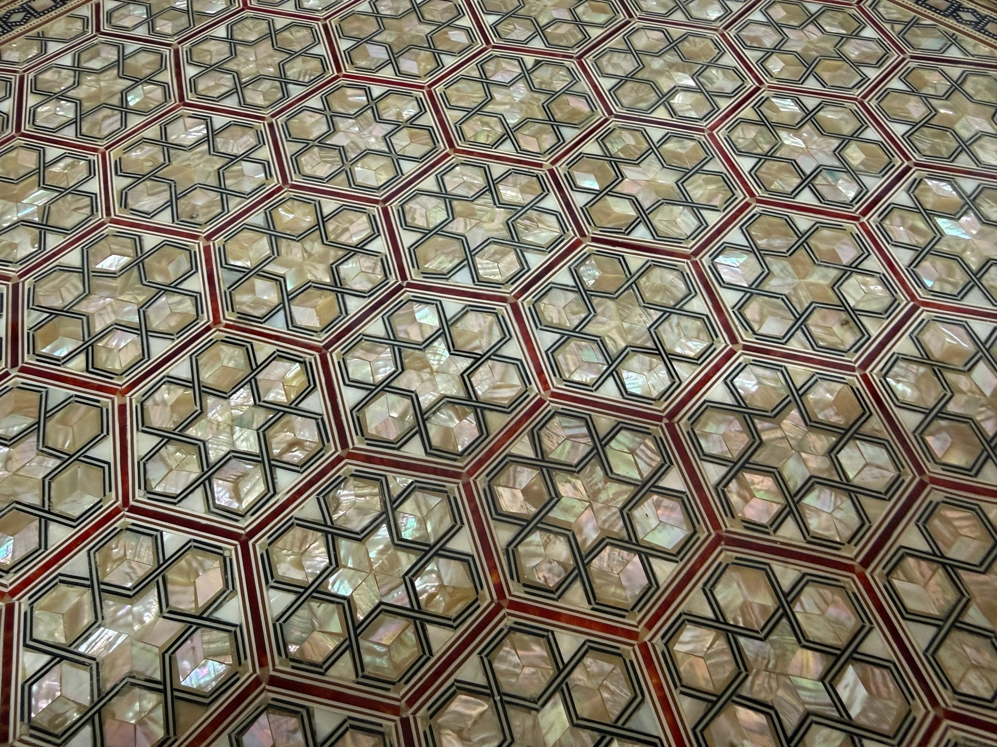 Handmade Mother of Pearl Inlay Round Side Table – 18” Wood Accent Table – Luxury Egyptian Artisan Furniture (Copy) - Laila Hand Made Gifts