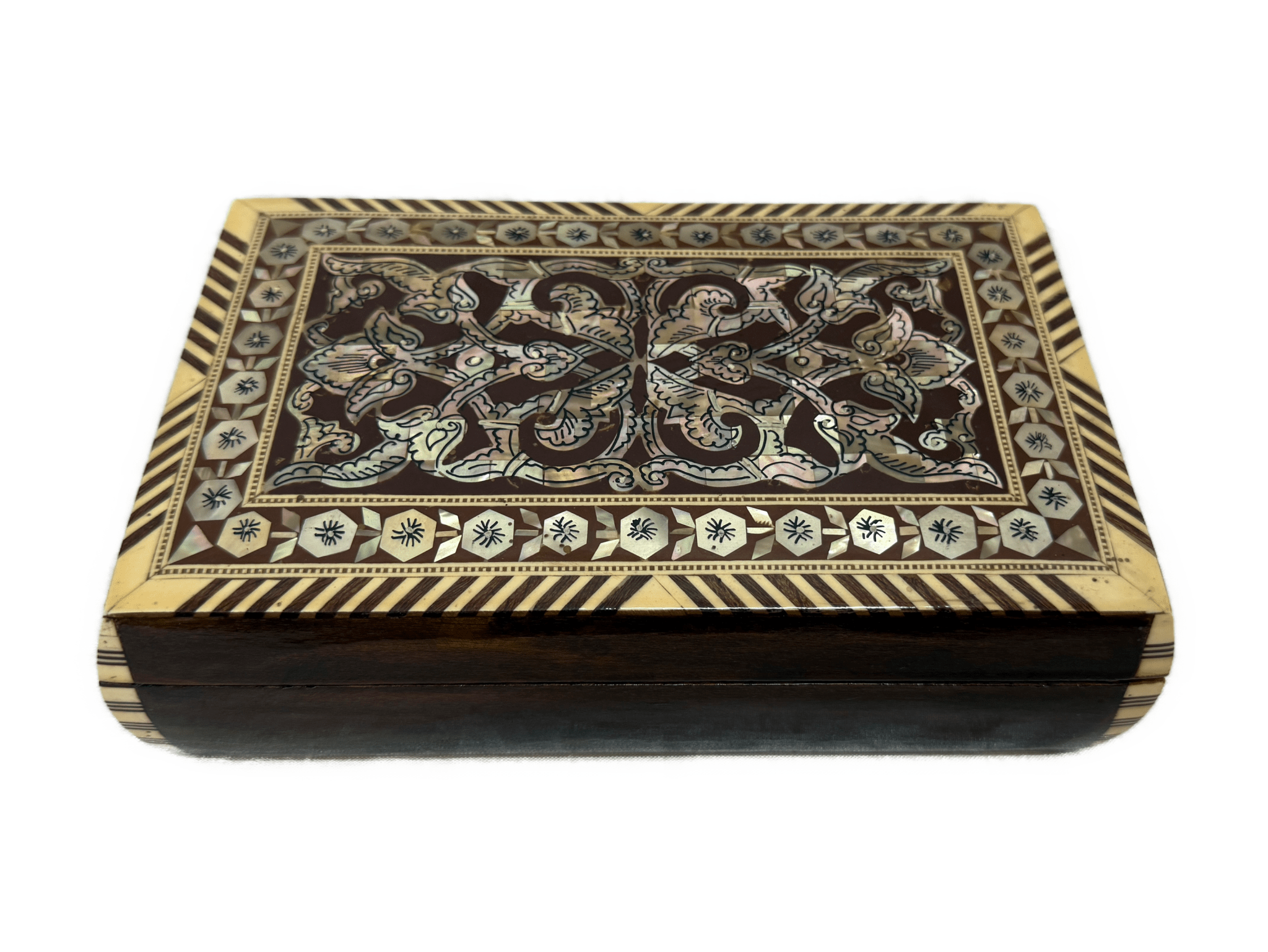 Handmade Mother of Pearl Jewelry Box | Camel Bone & Brass Inlay Wooden Keepsake Box | Luxury Egyptian Gift - Laila Hand Made Gifts