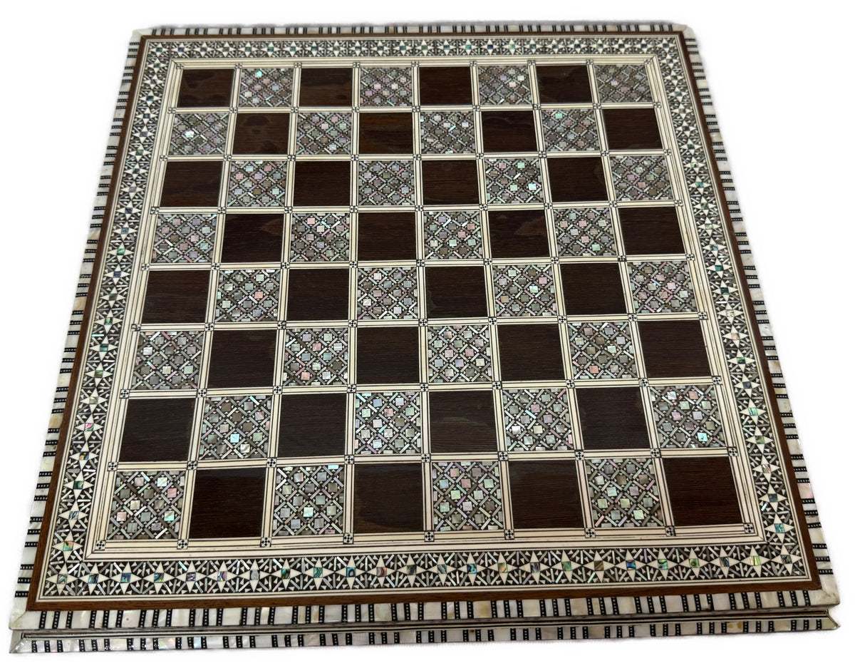 Handcrafted Mother of Pearl Chess Board – Egyptian Inlay Art