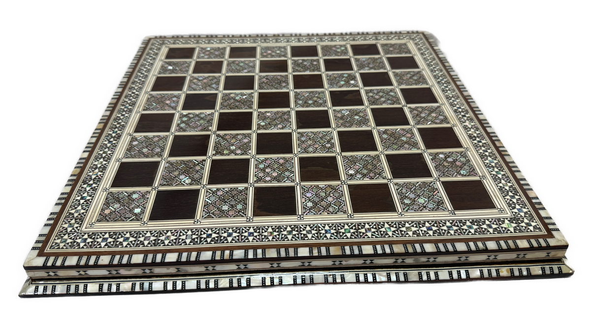 Handcrafted Mother of Pearl Chess Board – Egyptian Inlay Art