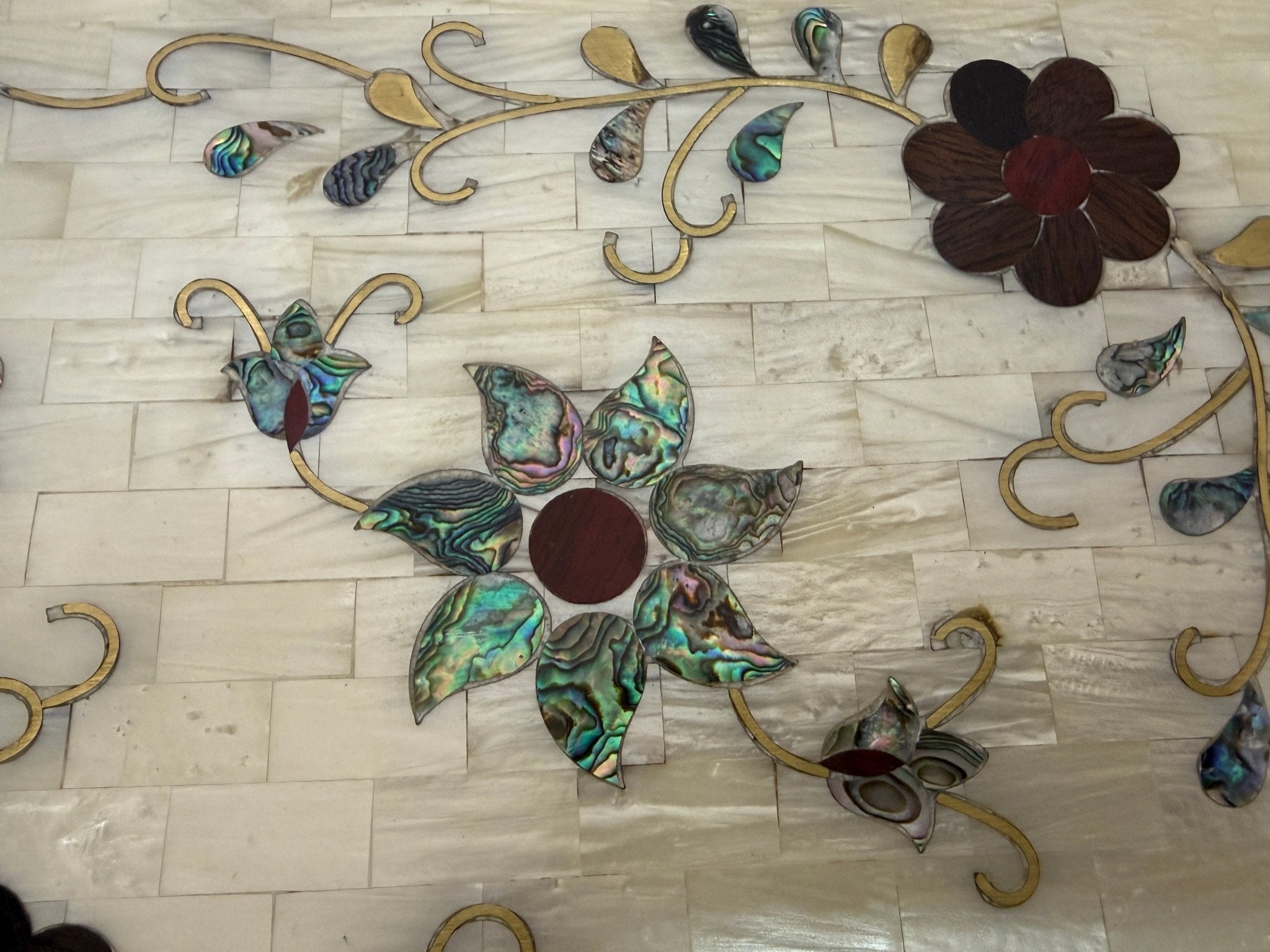 Handmade Mother of Pearl Jewelry Box Floral Inlay Wood Case - Laila Hand Made Gifts