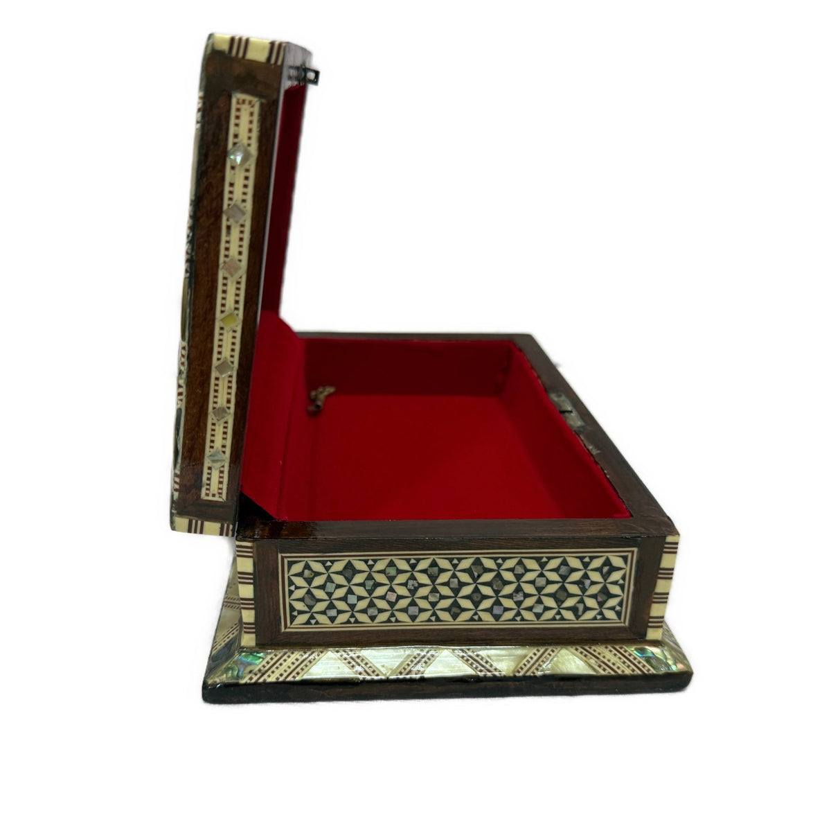 Handmade Shell Inlay Jewelry Box – Egyptian Geometric Design - Laila Hand Made Gifts