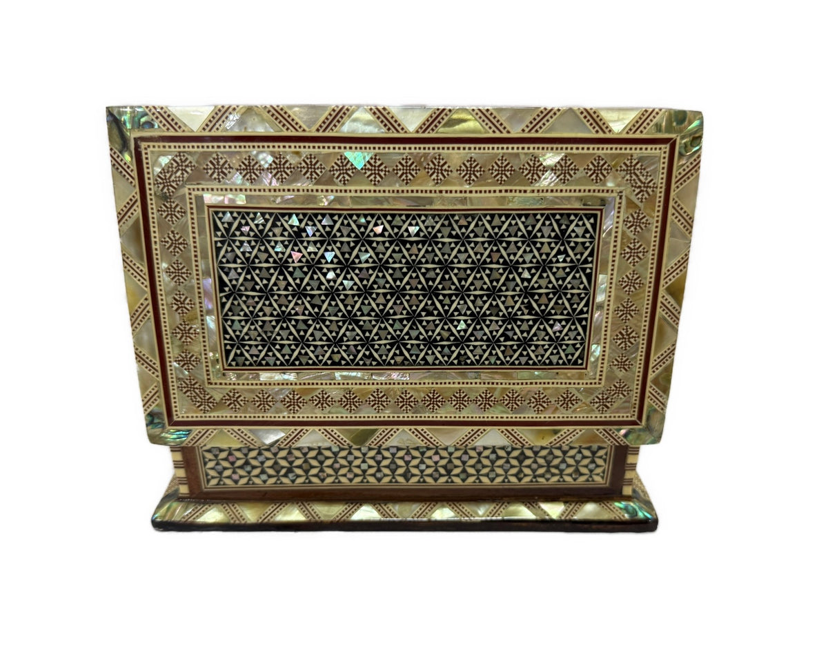 Handmade Shell Inlay Jewelry Box – Egyptian Geometric Design - Laila Hand Made Gifts