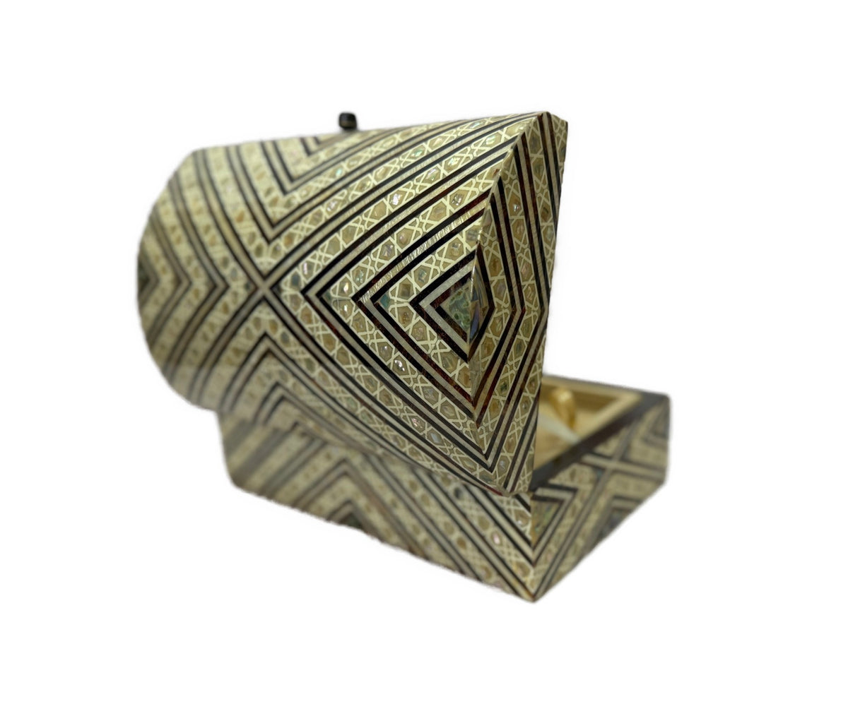 Handmade Shell Inlay Jewelry Box – Egyptian Geometric Design - Laila Hand Made Gifts