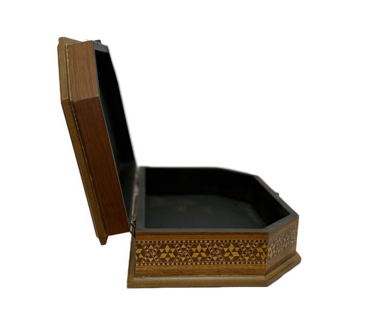 Handcrafted Wood Inlay Jewelry Box – Octagonal Marquetry - Laila Hand Made Gifts