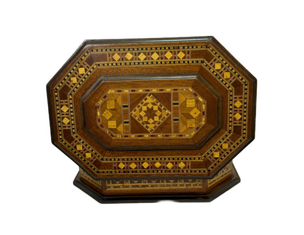 Handcrafted Wood Inlay Jewelry Box – Octagonal Marquetry - Laila Hand Made Gifts