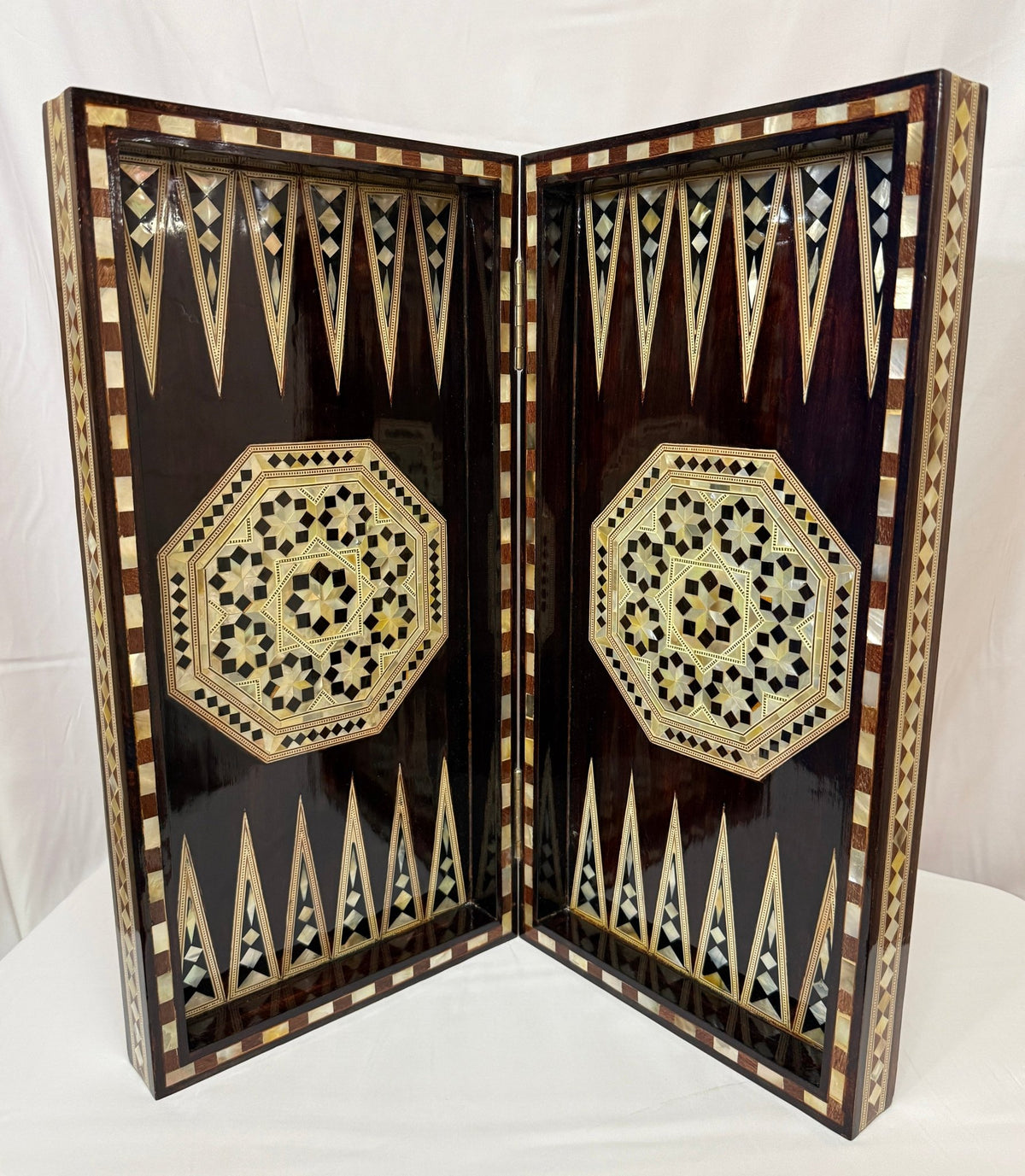 Handmade Wooden Backgammon Board – Mother of Pearl Inlay, Egyptian-Inspired Game Set - Laila Hand Made Gifts