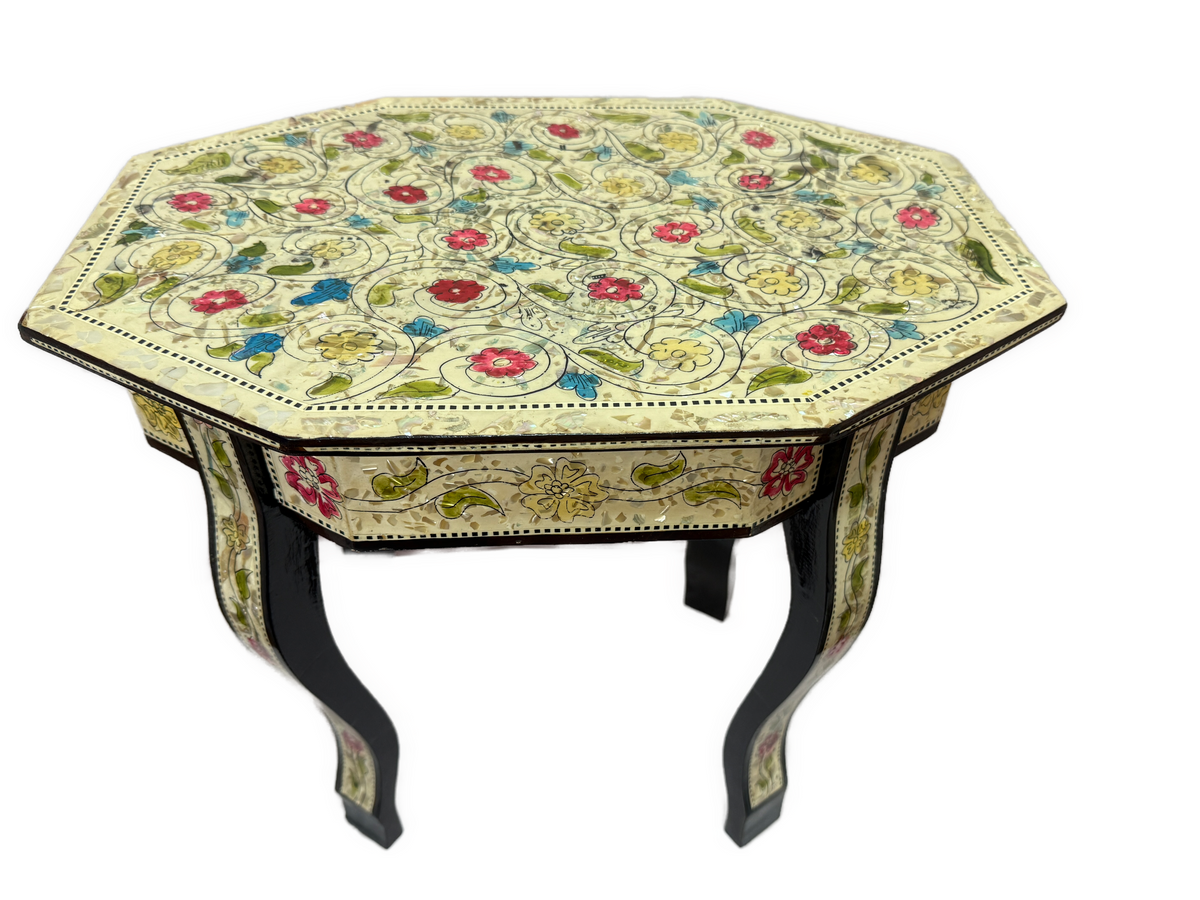 Handmade Egyptian Mother of Pearl Inlay End Table