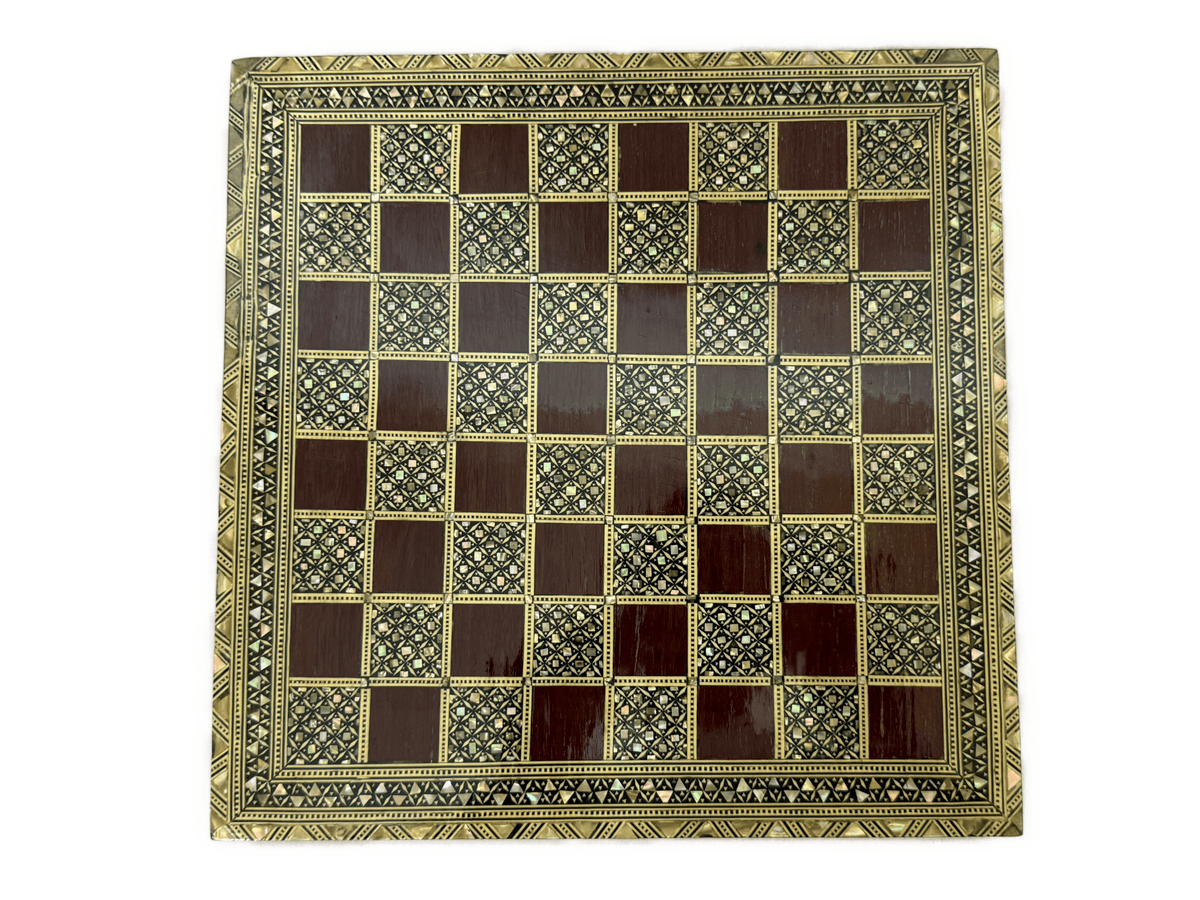 Handmade Wooden Chess Board with Intricate Inlay - Laila Hand Made Gifts