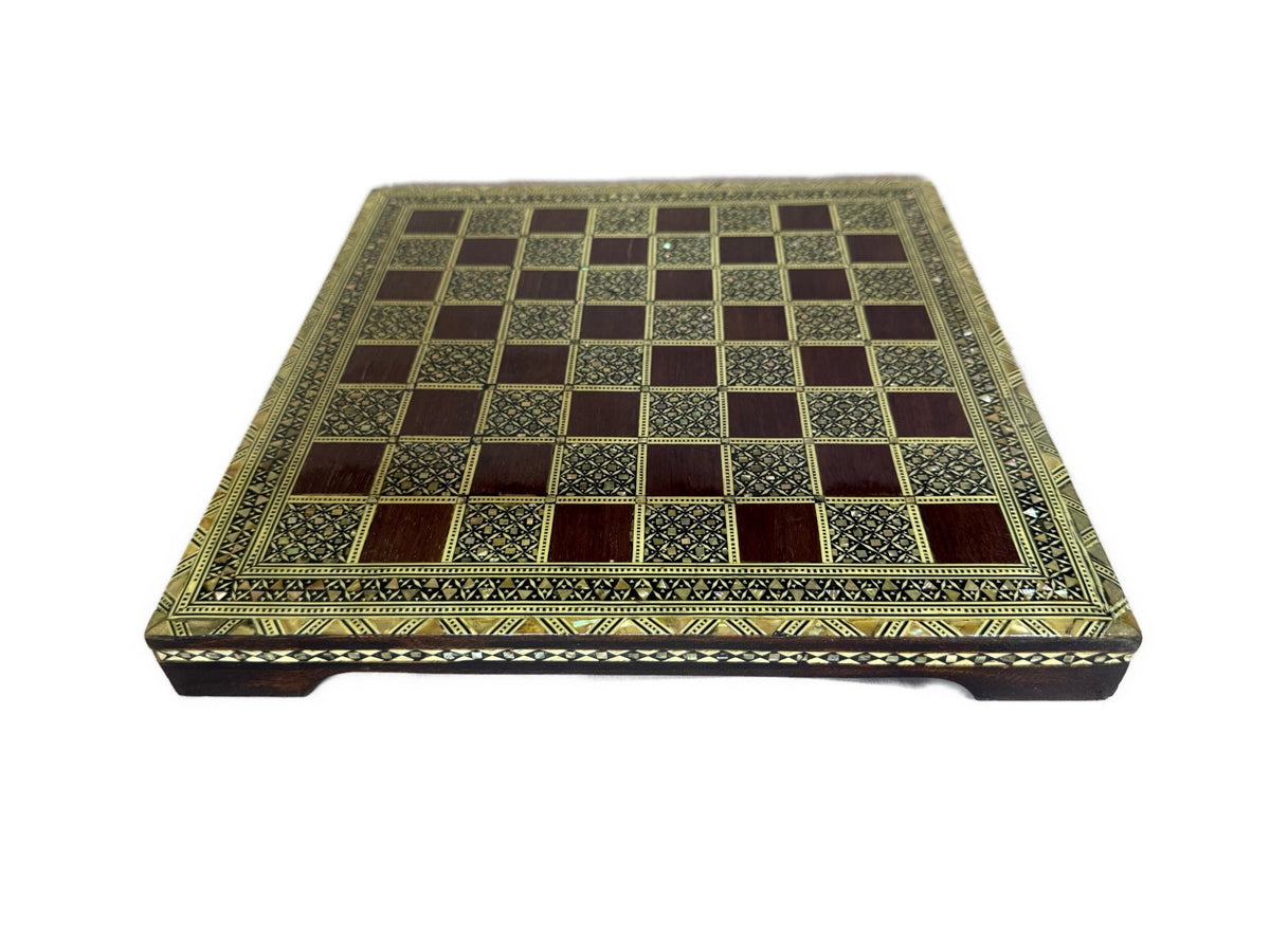Handmade Wooden Chess Board with Intricate Inlay - Laila Hand Made Gifts